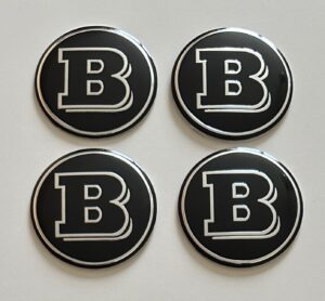 original.jpeg 4 pcs (Set) 56mm - 2.20inch Black BRABUS Wheel Center Hub Caps Stickers