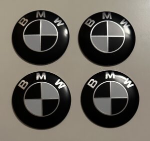 original.jpeg 4 pcs (Set) 56mm - 2.20inch Black & White BMW Wheel Center Hub Caps Stickers