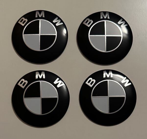 original.jpeg 4 pcs (Set) 56mm - 2.20inch Black & White BMW Wheel Center Hub Caps Stickers