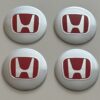 4 pcs (Set) 56mm - 2.20inch Silver & Red Honda Wheel Center Hub Caps Stickers