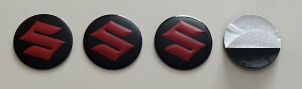 original.jpeg 4 pcs (Set) 56mm - 2.20inch Black & Red Suzuki Wheel Center Hub Caps Stickers