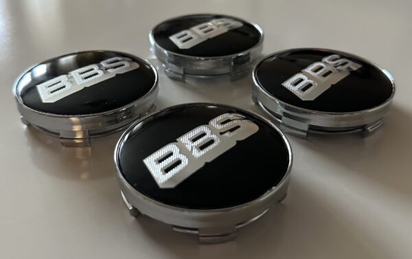 4 pcs (Set) 60mm - 2.36inch Black & Silver BBS Wheel Center Hub Caps
