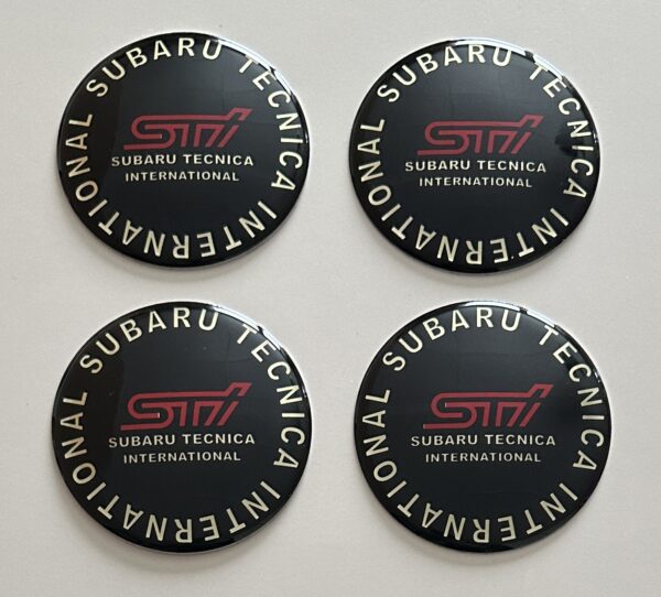 4 pcs (Set) 65mm - 2.56inch Black Subaru STI Wheel Center Hub Caps Stickers