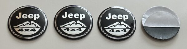 4 pcs (Set) 56mm - 2.20inch Black Jeep 4x4 Wheel Center Hub Caps Stickers