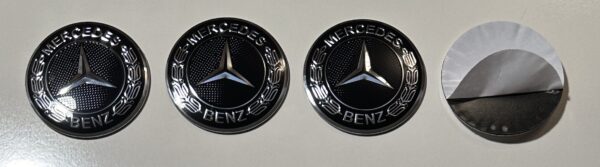 original.jpeg 4 pcs (Set) 56mm - 2.20inch Black Mercedes Benz Wheel Center Hub Caps Stickers - Classic Look