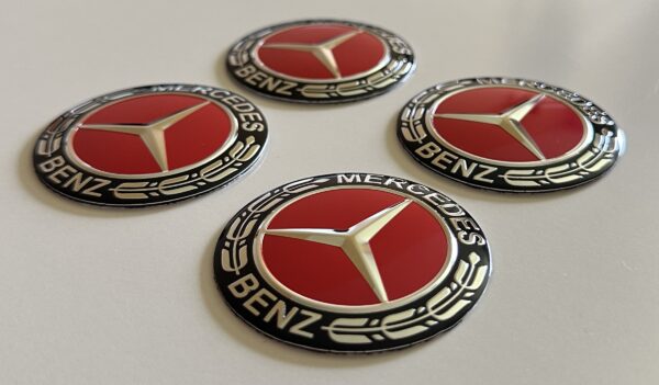original.jpeg 4 pcs (Set) 56mm - 2.20inch Black & Red Mercedes Benz Wheel Center Hub Caps Stickers