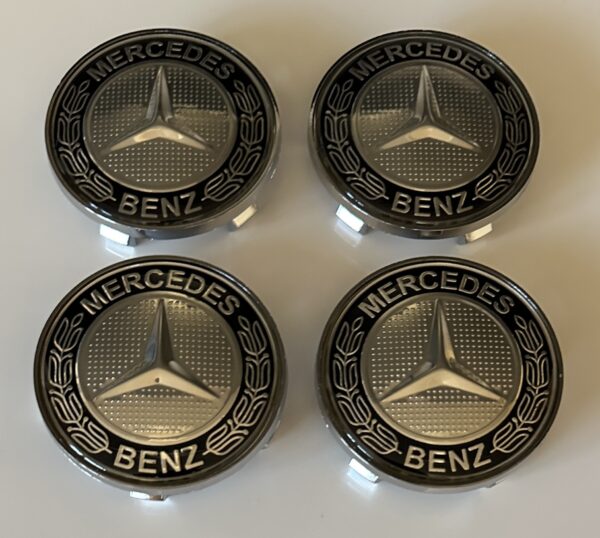 original.jpeg 4 pcs (Set) 68mm - 2.68inch Silver & Black Mercedes Benz Wheel Center Hub Caps