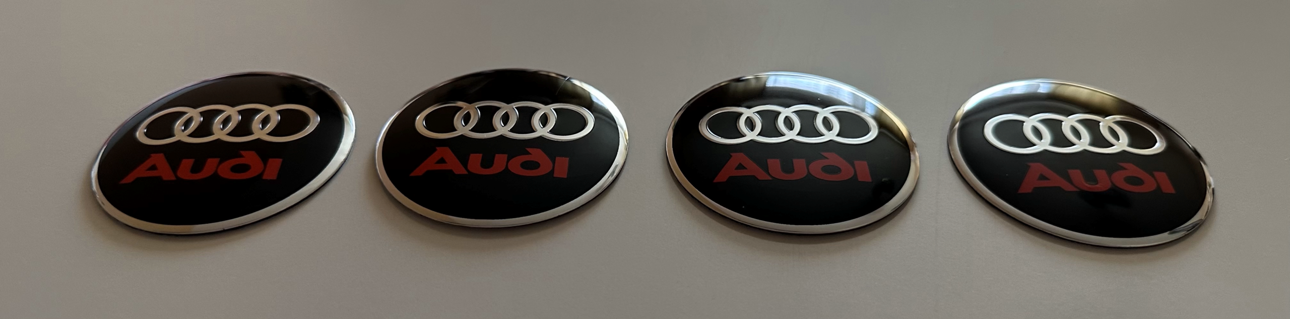 original.png 4 pcs (Set) 56mm - 2.20inch Black & Red Audi Wheel Center Hub Caps Stickers