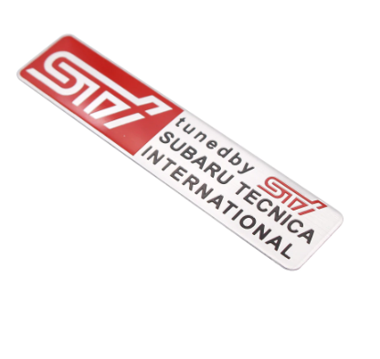 original.png 1 pcs Silver & Red Subaru STI Emblem Sticker Metal