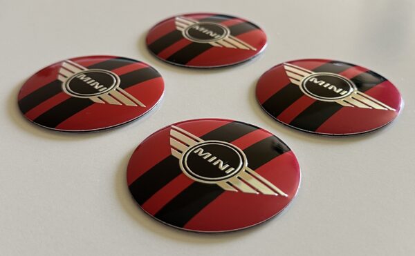 original.jpeg 4 pcs (Set) 50mm - 1.97inch Black & Red Mini Cooper Wheel Center Hub Caps Stickers (1)