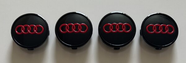 original.jpeg 4 pcs (Set) 61mm - 2.40inch Black & Red Audi Wheel Center Hub Caps