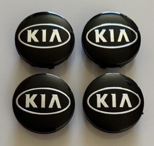 4 pcs (Set) 58mm - 2.28inch Black KIA Logo Wheel Center Hub Caps