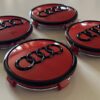 original.jpeg 4 pcs (Set) 61mm - 2.40inch Red & Black Audi Wheel Center Hub Caps