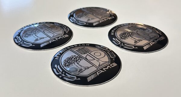 original.jpeg 4 pcs (Set) 56mm - 2.20inch Silver & Black AMG Affalterbach Wheel Center Hub Caps Stickers