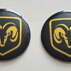4 pcs (Set) 56mm - 2.20inch Black & Yellow Dodge Wheel Center Hub Caps Stickers