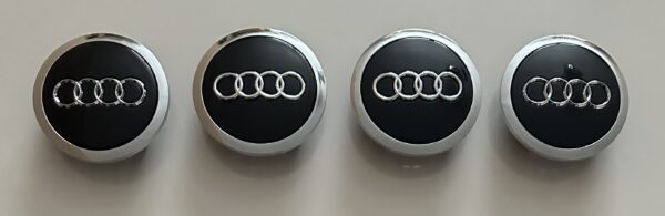 original.jpeg 4 pcs (Set) 69mm - 2.72inch Black & Silver Audi Wheel Center Hub Caps