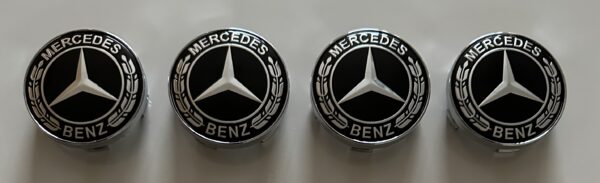original.jpeg 4 pcs (Set) 60mm - 2.36inch Black Mercedes Benz Wheel Center Hub Caps with Silver Caps