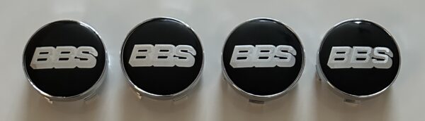 4 pcs (Set) 60mm - 2.36inch Black & Silver BBS Wheel Center Hub Caps