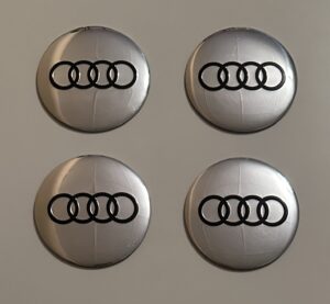 original.jpeg 4 pcs (Set) 56mm - 2.20inch Glossy Silver Audi Wheel Center Hub Caps Stickers