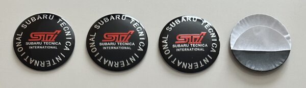 4 pcs (Set) 56mm - 2.20inch Black Subaru STI Wheel Center Hub Caps Stickers