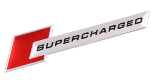 original.png 1 pcs Silver & Red Audi Supercharged Emblem Sticker Metal