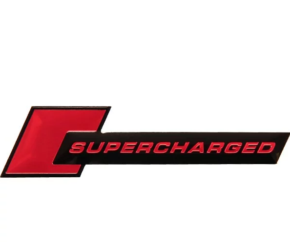 original.png 1 pcs Black & Red Audi Supercharged Emblem Sticker Metal