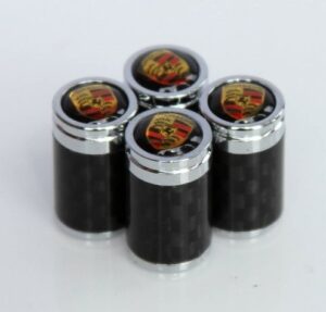 4 pcs (Set) Black Carbon Tire Valve Dust Caps for Porsche