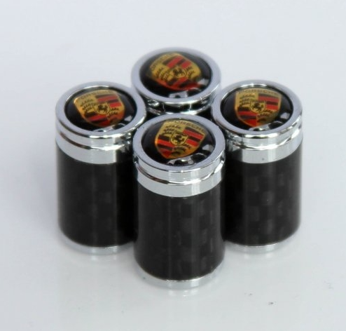 original.jpeg 4 pcs (Set) Black Carbon Tire Valve Dust Caps for Porsche