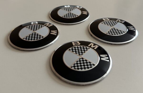 original.jpeg 4 pcs (Set) 56mm - 2.20inch Carbon Black & White BMW Wheel Center Hub Caps Stickers