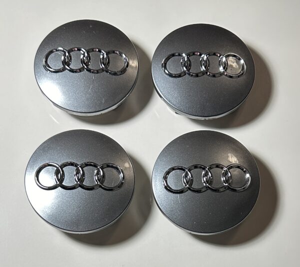 original.jpeg 4 pcs (Set) 68mm - 2.68inch Glossy Gray Audi Wheel Center Hub Caps (8D0601170)