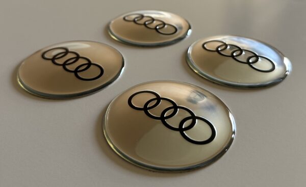 4 pcs (Set) 65mm - 2.56inch Silver Audi Wheel Center Hub Caps Stickers