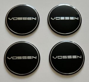 4 pcs (Set) 56mm - 2.20inch Black Vossen Wheel Center Hub Caps Stickers