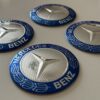 original.jpeg 4 pcs (Set) 56mm - 2.20inch Silver & Blue Mercedes Benz Wheel Center Hub Caps Stickers
