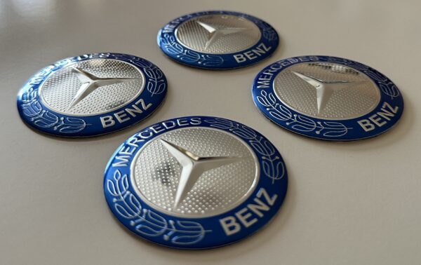 original.jpeg 4 pcs (Set) 56mm - 2.20inch Silver & Blue Mercedes Benz Wheel Center Hub Caps Stickers