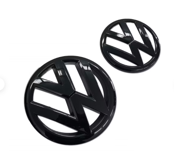 original.png 2 pcs Front & Back (Set) Volkswagen Glossy Black Front Grill Badge + Rear Trunk Lid Emblem Logo for Golf MK6