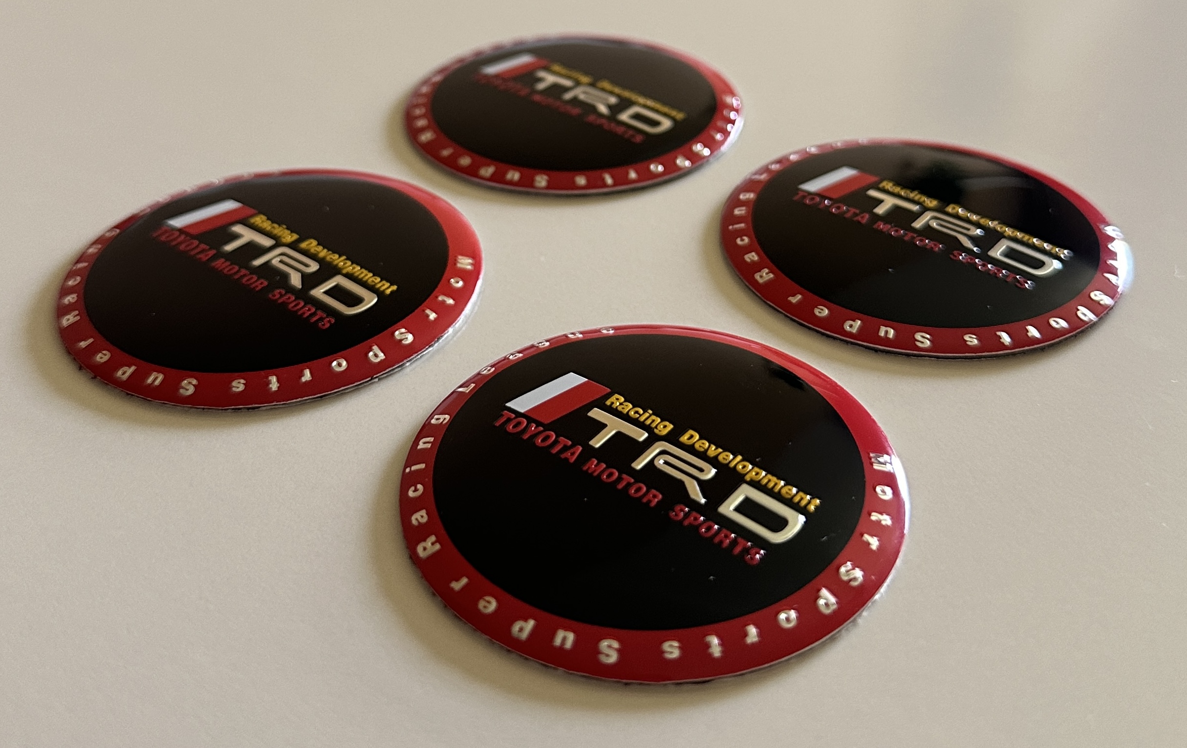 original.jpeg 4 pcs (Set) 56mm - 2.20inch Black & Red Toyota TRD Motor Sports Wheel Center Hub Caps Stickers