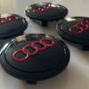 original.jpeg 4 pcs (Set) 69mm - 2.72inch Black & Red Audi Wheel Center Hub Caps