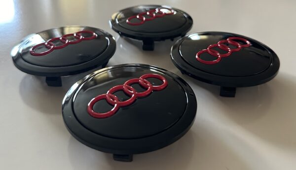 original.jpeg 4 pcs (Set) 69mm - 2.72inch Black & Red Audi Wheel Center Hub Caps