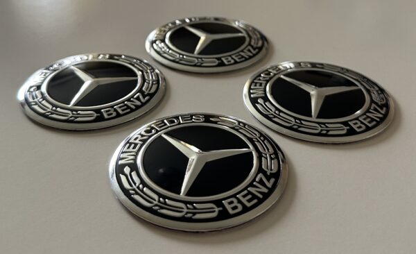 4 pcs (Set) 56mm - 2.20inch Black Mercedes Benz Wheel Center Hub Caps Stickers with Outer Ring