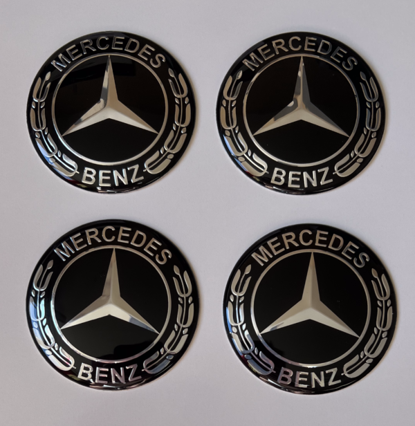 original.png 4 pcs (Set) 65mm - 2.56inch Black Mercedes Benz Wheel Center Hub Caps Stickers