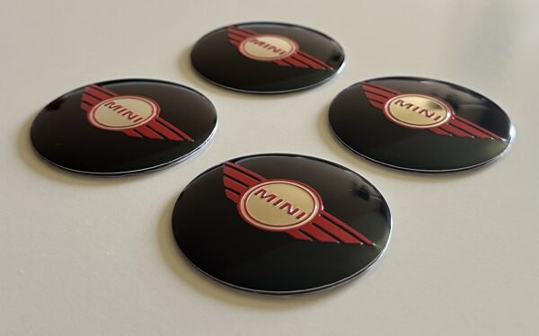 original.jpeg 4 pcs (Set) 50mm - 1.97inch Black & Red Mini Cooper Wheel Center Hub Caps Stickers