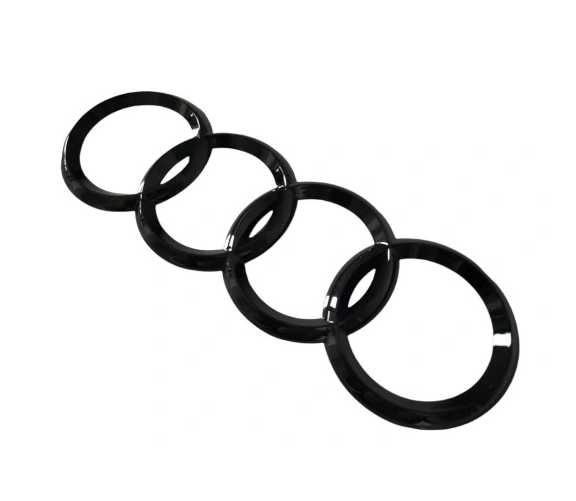 original.png 1 pcs 175mm x 60mm Glossy Black Audi Rings Trunk Emblem
