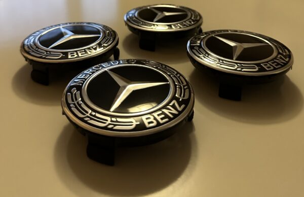 4 pcs (Set) 75mm - 2.95inch Black Mercedes Benz Wheel Center Hub Caps