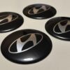 4 pcs (Set) 65mm - 2.56inch Black Hyundai Wheel Center Hub Caps Stickers