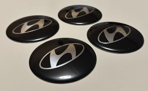 4 pcs (Set) 65mm - 2.56inch Black Hyundai Wheel Center Hub Caps Stickers