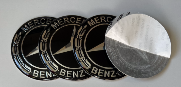 original.png 4 pcs (Set) 65mm - 2.56inch Black Mercedes Benz Wheel Center Hub Caps Stickers