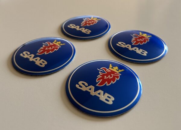 original.jpeg 4 pcs (Set) 56mm - 2.20inch Blue SAAB Wheel Center Hub Caps Stickers