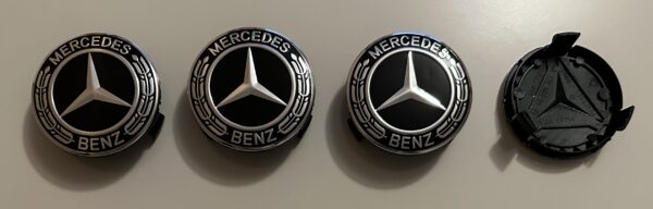 4 pcs (Set) 75mm - 2.95inch Black Mercedes Benz Wheel Center Hub Caps