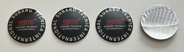 4 pcs (Set) 65mm - 2.56inch Black Subaru STI Wheel Center Hub Caps Stickers