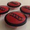 original.jpeg 4 pcs (Set) 69mm - 2.72inch Red & Black Audi Wheel Center Hub Caps